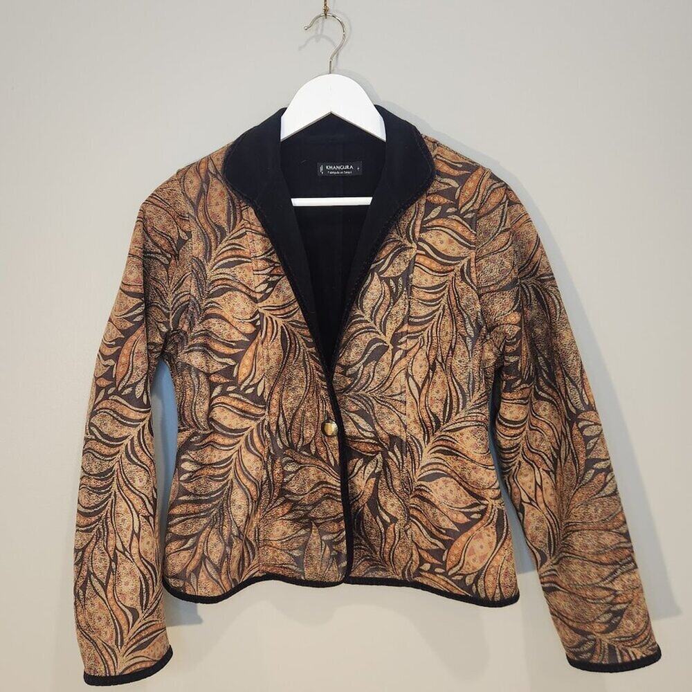 Khangura Faux Suede Jacket Art to Wear Western Eclectic Fall Layering - Size S